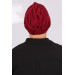 Bonnet With Pleated Knit Detail Claret Red