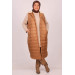 Plus Size Fur Collar Quilted Vest Brown