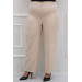 Plus Size Buttoned Waist Lycra Trousers Beige