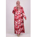 Plus Size Wrinkled Dress Patterned Red