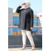 Large Size Double Layer Crepe Buttonless Jacket Black