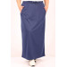 Plus Size Two Thread Pocket Detailed Skirt Navy Blue