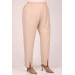 Plus Size Linen Airobin Button Detailed Trousers Suit Beige
