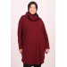 Large Size Mir Pompom Detailed Tunic Claret Red