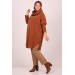 Large Size Mir Pompom Detailed Tunic Tan