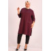Large Size Stone Piping Two Thread Tunic Plum