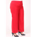 Large Size Elastic Waist Double Leg Trousers Red