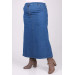 Plus Size Buttoned Front Denim Skirt Blue
