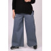 Large Size Elastic Waist Wide Leg Denim Trousers Gray