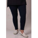 Plus Size Skinny Leg Long Length Denim Trousers Navy Blue