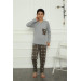 Gray Combed Cotton Pajama Set For Boys