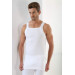 Men's White Ribbed Wide Piping Undershirt