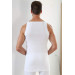 Men's White Ribbed Wide Piping Undershirt