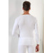 Men's White Ribbed Long Sleeve V-Neck Badi Pack Of 2