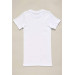 قميص داخلي للأولاد قطن ممشط بياقة دائرية أبيض