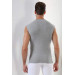 Men's Gray Ribbed Round Neck Sleeveless Undershirt