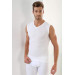 Men's Ribbed White V-Neck Sleeveless Undershirt, Pack Of 2