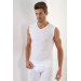 Men's Ribbed White V-Neck Sleeveless Undershirt