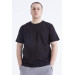 Men's Black Cotton Plus Size Crew Neck T-Shirt