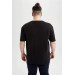 Men's Black Cotton Plus Size V-Neck T-Shirt