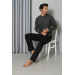 Men's Long Sleeve Combed Cotton Anthracite Pajama Set