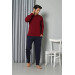 Men's Long Sleeve Combed Cotton Claret Red Pajama Set