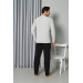 Men's Long Sleeve Combed Cotton Gray Pajama Set