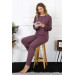 Women's Long Sleeve Pajama Set, Large Size, Burgundy