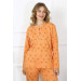Women's Long Sleeve Pajama Set, Large Size Orange