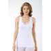 Women White Ribbed Laced Wide Strap Undershirt 3 Piece