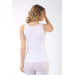 Women White Ribbed Laced Wide Strap Undershirt 3 Piece
