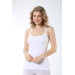 Women White Ribbed Thin Strap Lace Undershirt 3 Pack
