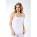 Women White Ribbed Thin Strap Lace Undershirt 3 Pack