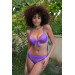 Underwear Women's Padded, Bow Top And Bottom Purple Bikini Set