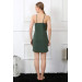 Women Green Combed Cotton Nightgown With Rope Strap