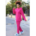 Underwear Women's Cotton Hooded Fuchsia Tracksuit With Pockets