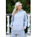 Underwear Women's Cotton Hooded 3 Thread Gray Tracksuit Set With Pockets