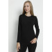 Women Ribbed Black Long Sleeve Bodysuit