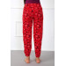 Women's Red Pajama Pants With Snow Pattern