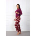 Women's Burgundy Pajama Pants With Snow Pattern