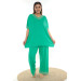 Large Size Oversize Flexible Loose Cut Lace Detailed Pajama Set Green