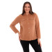 Plus Size Knitwear Camel Shirt With Pocket Detail