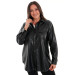 Plus Size Leather Black Shirt With Snap Buttons