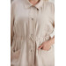 Plus Size Beige Trench With Snap Fastening And Lace Waist