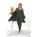 Plus Size Women's Khaki Lace String Strap Knitted Comfortable Dressing Gown + Pajama Set 3 Pieces