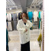 Plus Size Women's Knitted Patterned Buttoned White Cardigan