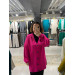 Plus Size Women's Knitted Patterned Winter Long Buttoned Fuchsia Cardigan