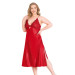 Large Size Red Long Double Satin Dressing Gown Nightgown Set