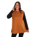 Plus Size Front Suede Drop Printed Tan Tunic