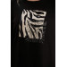 Plus Size Front Zebra Pattern Stone Printed Black Tunic